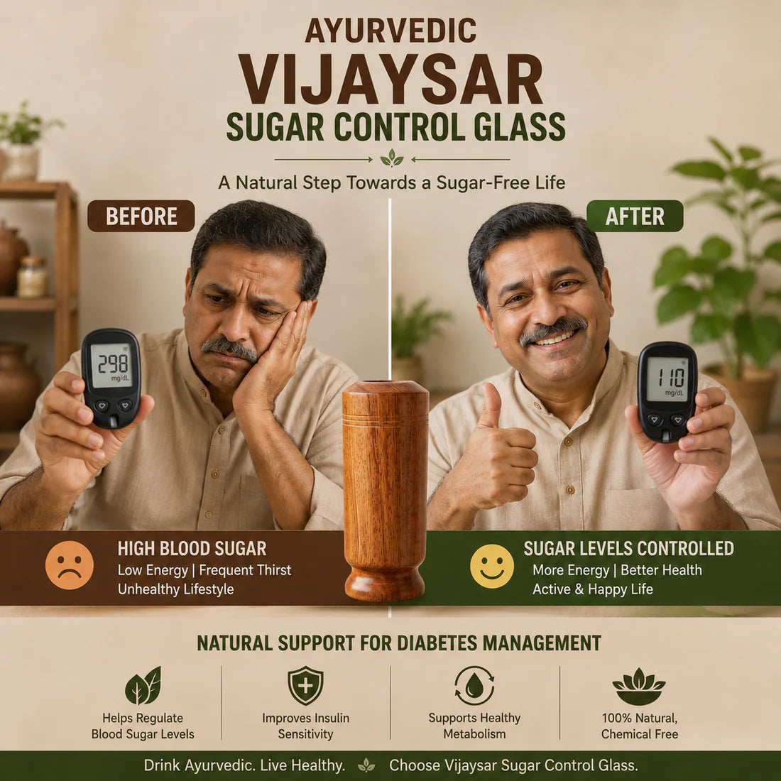 MadhuNash Vijaysar Wellness Glass ( Sugar Control )
